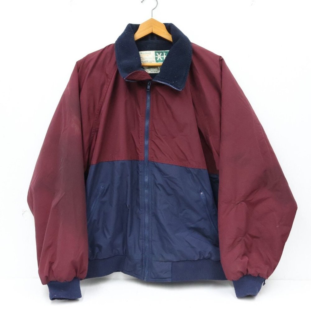 WearGuard Insulated Rain Jacket Big and Tall XL Long Mens Maroon Blue Pockets